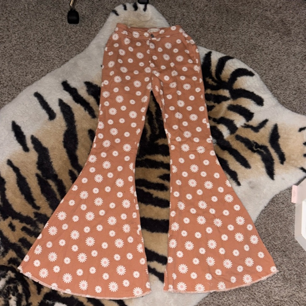 Altar'd State Brown and White Casual Polka Dot Bottoms
